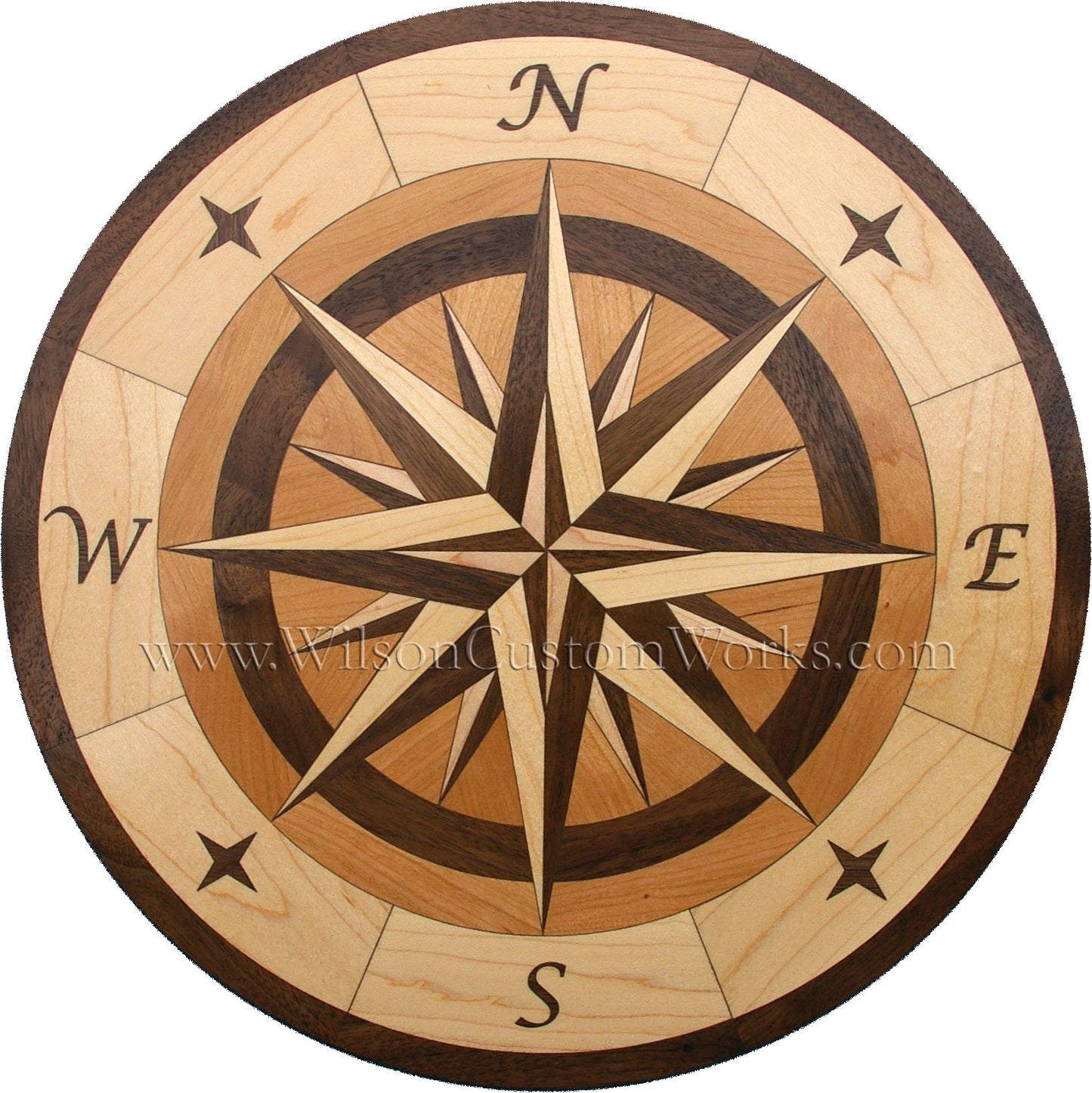 Wilson Custom Works hardwood wood floor inlay medallion nordik compass rose nautical design