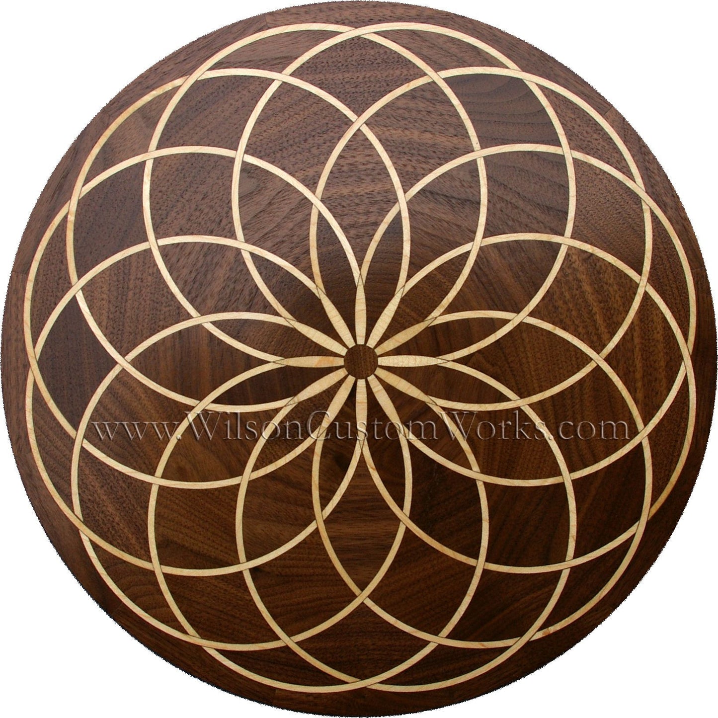 Wilson Custom Works hardwood wood floor inlay medallion spyro 2-tone modern design