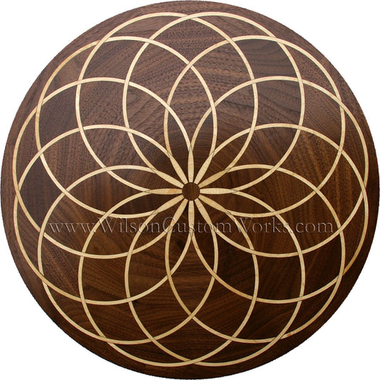 Wilson Custom Works hardwood wood floor inlay medallion spyro 2-tone modern design