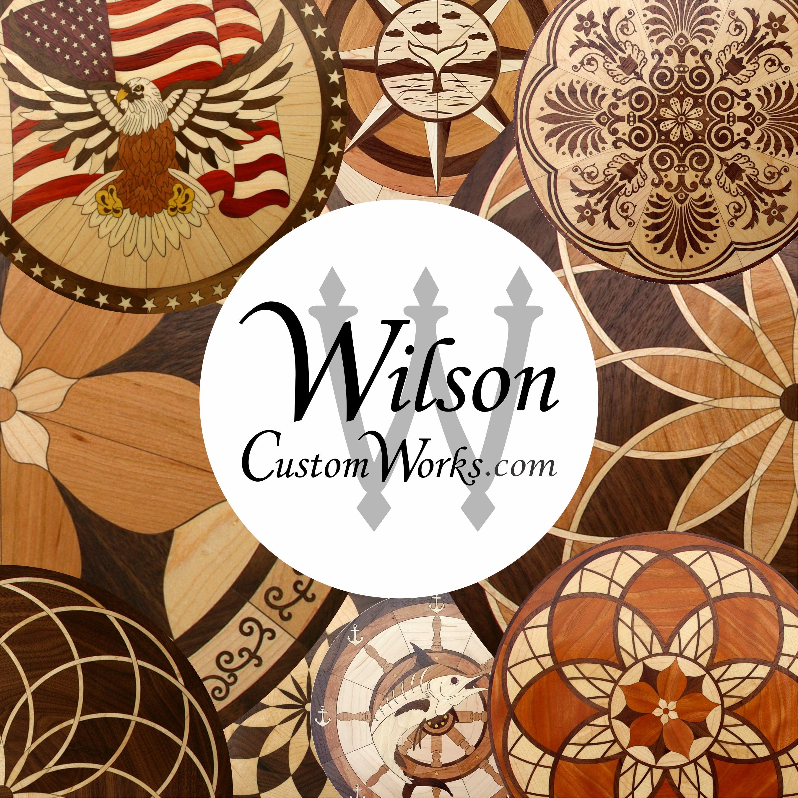 Wilson Custom Works Wilson Custom Works woodworking DIY floor inlay medallion ideas