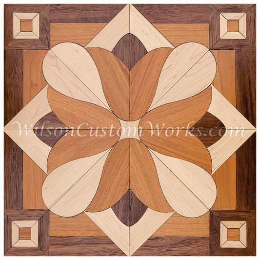Wilson Custom Works hardwood wood floor inlay medallion Amsterdam square tile design