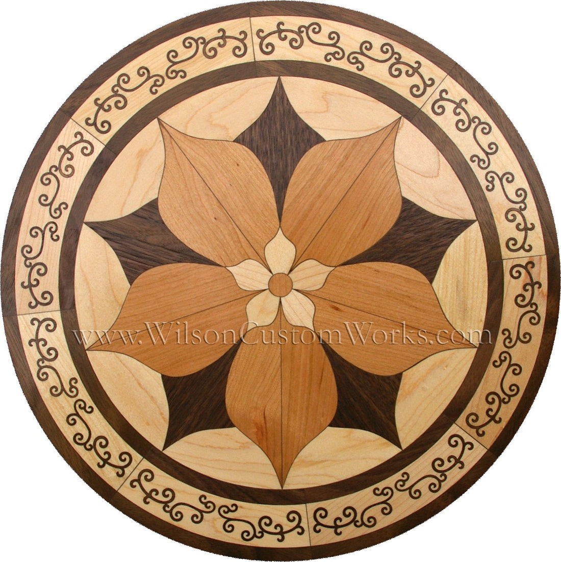 Ornate Flower Wood Floor Inlay – Wilson Custom Works