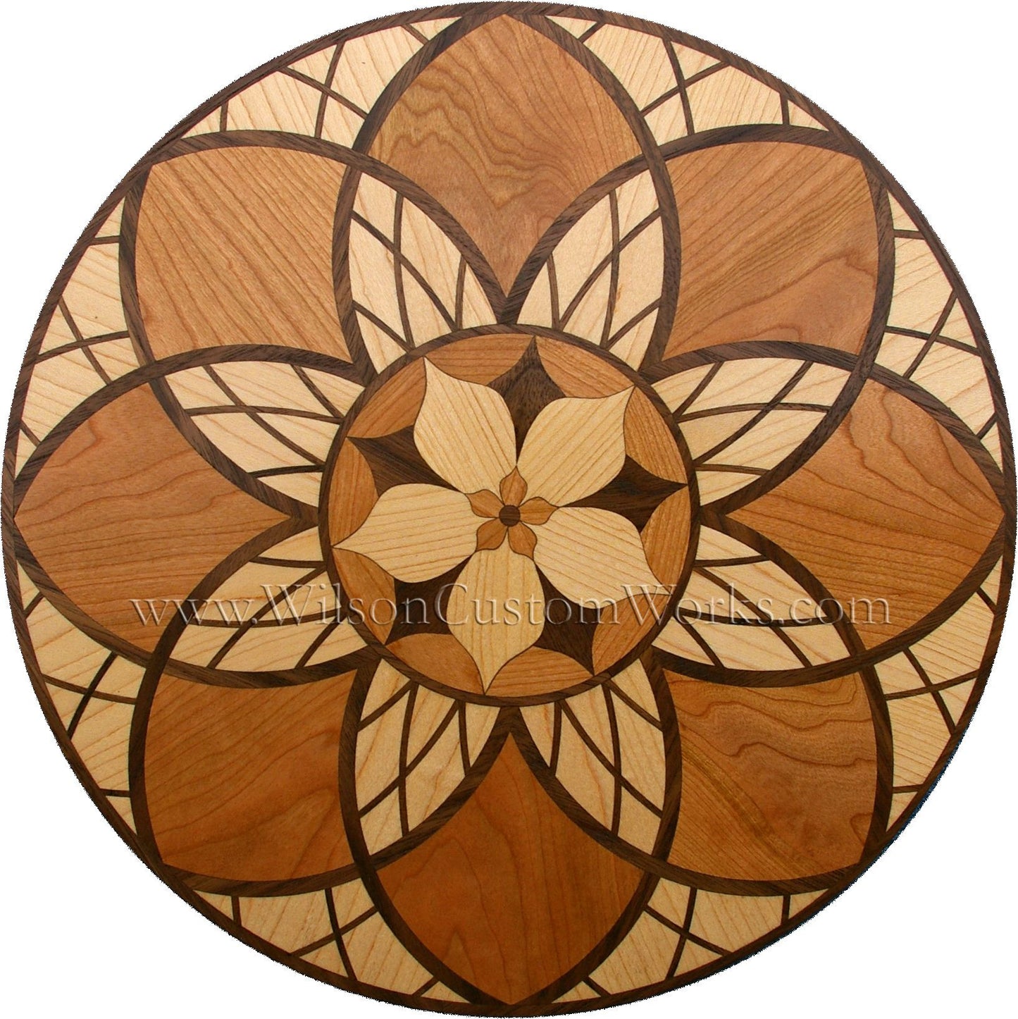Wilson Custom Works hardwood wood floor inlay medallion cathedral design