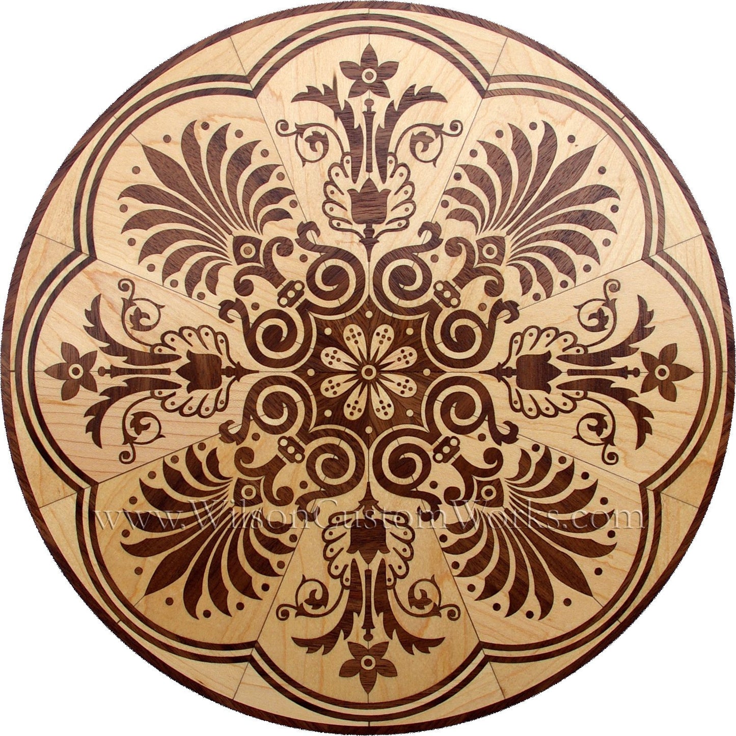 Wilson Custom Works hardwood wood floor inlay medallion honolulu design