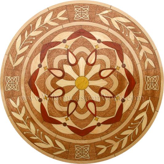 Wilson Custom Works hardwood wood floor inlay medallion kaleidoscope design